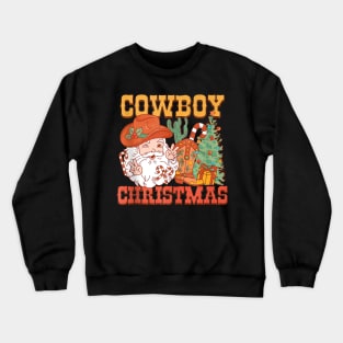 Western Country Cowboy Christmas - Santa Claus Retro Vintage Crewneck Sweatshirt